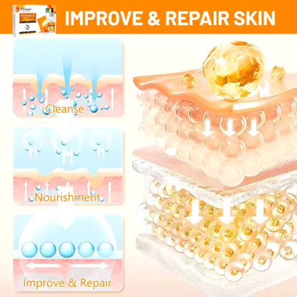 KIT LÍNEA VITAMINA C   PIEL ILUMINADA Y RENOVADA✨ 3 PIEZAS