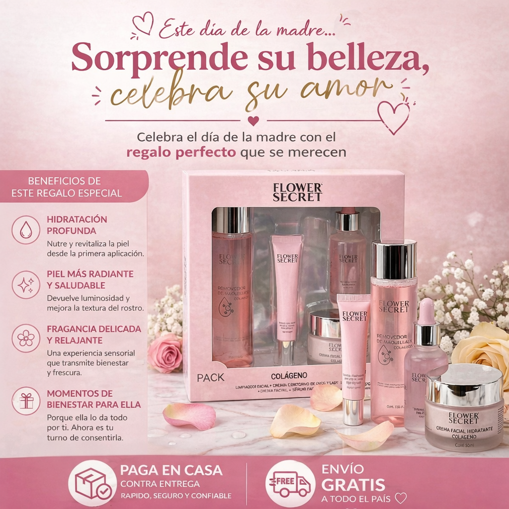 SET DE CUIDADO FACIAL CON COLÁGENO ✨4 PIEZAS